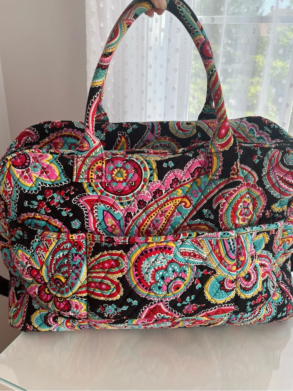 Vera Bradley Large Original Quilted Duffel in Retired Parisian Paisley Print - Picture 3 of 6